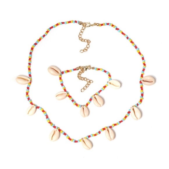 NEW! Pretty Spring Summer Colorful Beads and Shells Necklace & Anklet Set - Picture 5 of 6